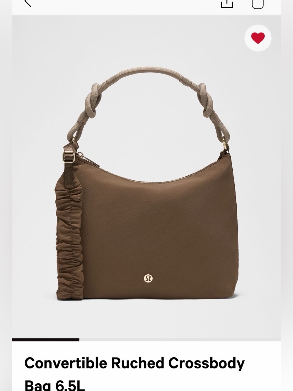 lululemon athletica Convertible Ruched Crossbody Bag - Brown